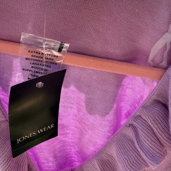 Jones Wear Womens XL Purple Lavender Ruffle V-neck Wrap Sweater Long Sleeve NWT - Picture 7 of 10